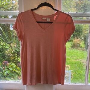 Max Studio Coral V-Neck Short Sleeve Tee